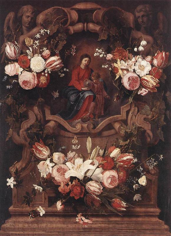 Daniel Seghers Floral Wreath with Madonna and Child Spain oil painting art